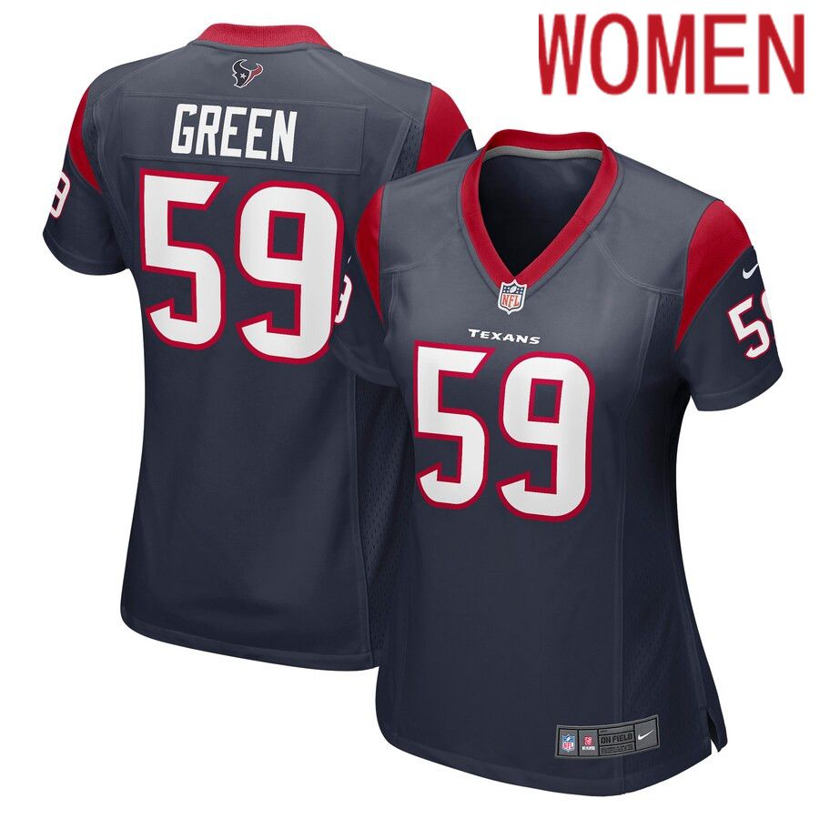 Women Houston Texans #59 Kenyon Green Nike Navy Game Player NFL Jersey